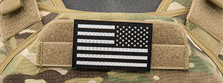 Reflective Fabric Reverse US Flag (Color: Black and White)
