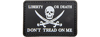 Pirate Skull Liberty or Death, Don't Tread On Me PVC Patch (Color: Black)