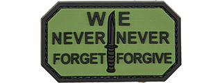 We Never Forget, Never Forgive PVC Patch (Color: Forest Green)