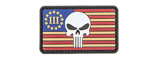 US Flag with Three Percenter and Punisher PVC Patch