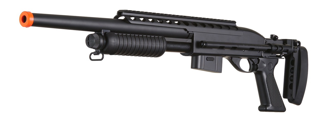 Atlas Custom Works Bravo Full Metal M870 Tactical Tac Shot Airsoft Shotgun (Color: Black) - Click Image to Close