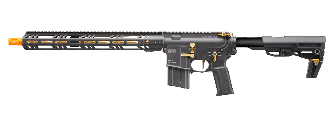 Tokyo Marui MTR16 G-Edition Airsoft Gas Blowback Airsoft Rifle (Color: Black & Gold) - Click Image to Close