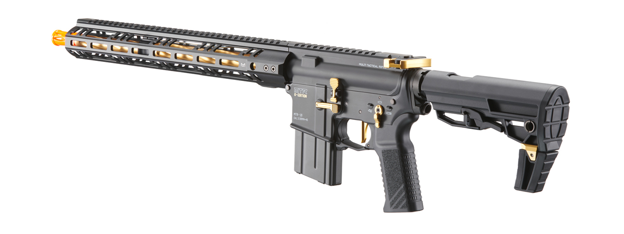 Tokyo Marui MTR16 G-Edition Airsoft Gas Blowback Airsoft Rifle (Color: Black & Gold) - Click Image to Close
