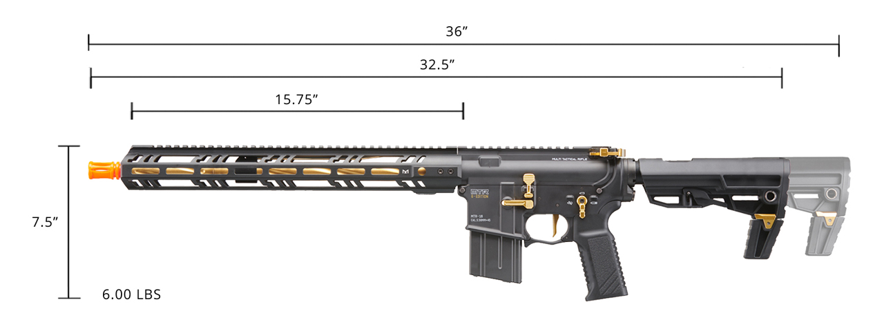 Tokyo Marui MTR16 G-Edition Airsoft Gas Blowback Airsoft Rifle (Color: Black & Gold) - Click Image to Close