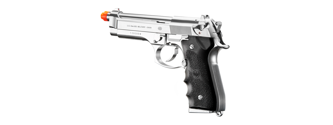 Tokyo Marui M92F Chrome Stainless Finishing Airsoft Gas Blowback Pistol (Color: Chrome) - Click Image to Close