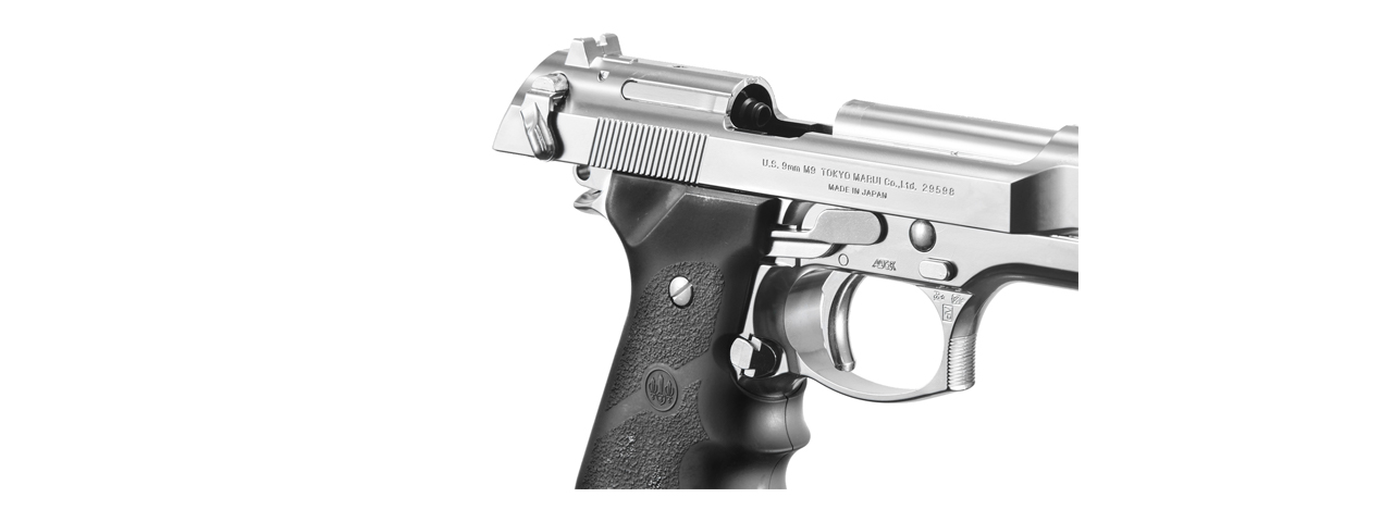 Tokyo Marui M92F Chrome Stainless Finishing Airsoft Gas Blowback Pistol (Color: Chrome) - Click Image to Close