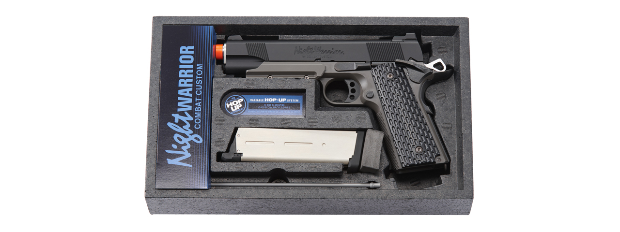 Tokyo Marui Night Warrior 1911 Hi-Kick Gas Blowback Airsoft Pistol (Color: Black & Gray)