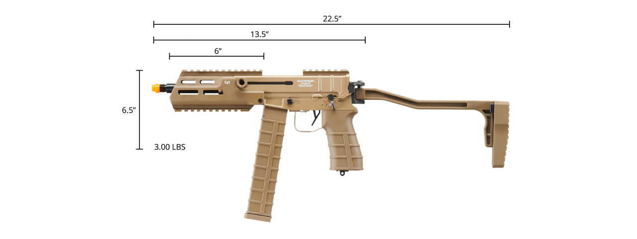 Tokyo Marui Scorpion Mod D Airsoft Electric Sub Machine Gun (Color: Flat Dark Earth) - Click Image to Close