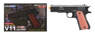 UK Arms 1911 Alloy Series Spring Airsoft Pistol (Color: Black / Brown)