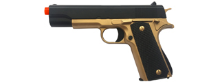 UK Arms 1911 Alloy Series Spring Airsoft Pistol (Color: Gold)
