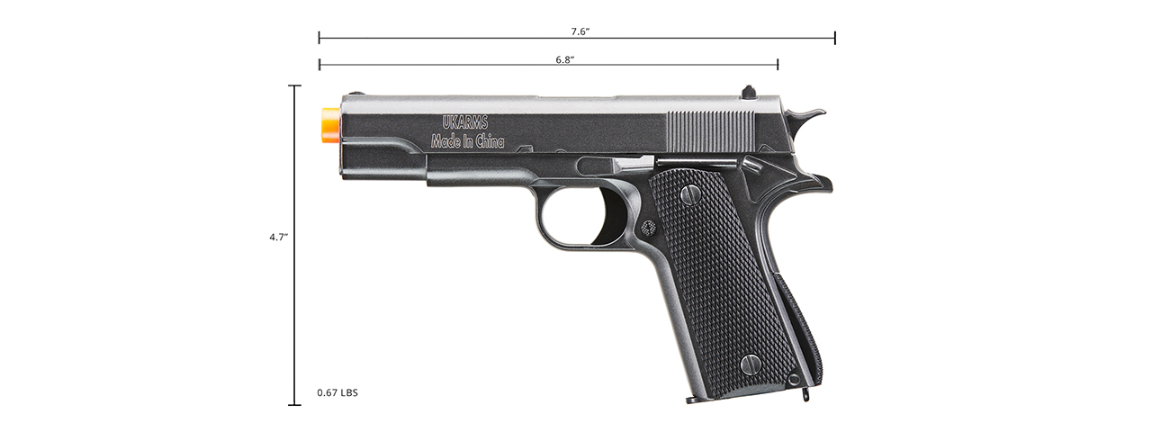 UK Arms 1911 Alloy Series Spring Airsoft Pistol (Color: Silver Gray) - Click Image to Close