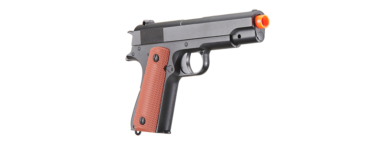 UK Arms 1911 Alloy Series Spring Airsoft Pistol (Color: Black / Brown) - Click Image to Close