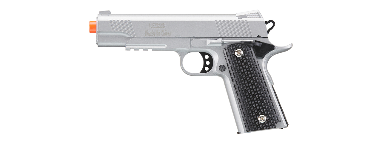 UK Arms 1911 Alloy Series Spring Airsoft Pistol w/ Under Barrel Rail (Color: Black / Brown)