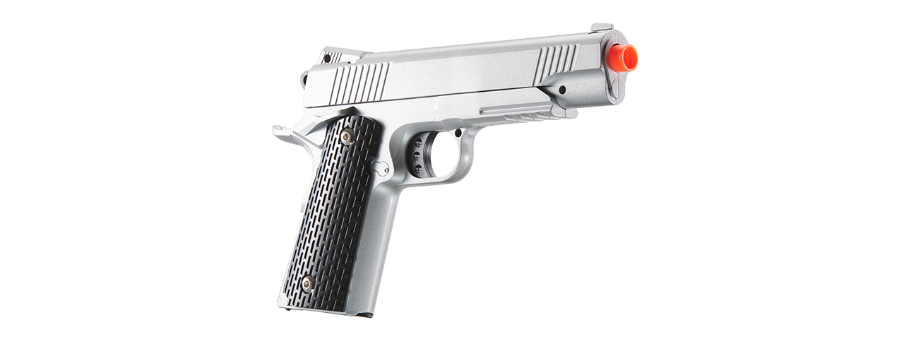 UK Arms 1911 Alloy Series Spring Airsoft Pistol w/ Under Barrel Rail (Color: Black / Brown) - Click Image to Close