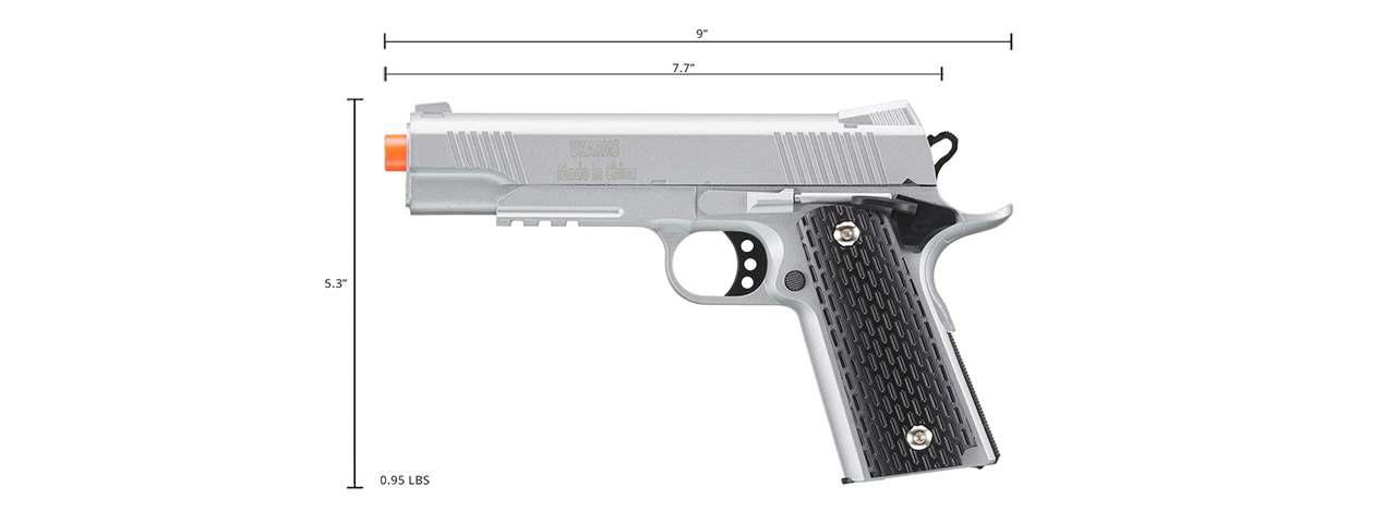 UK Arms 1911 Alloy Series Spring Airsoft Pistol w/ Under Barrel Rail (Color: Black / Brown)