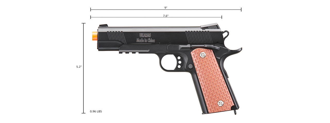 UK Arms 1911 Tac Heavyweight Series Airsoft Spring Pistol (Color: Black)