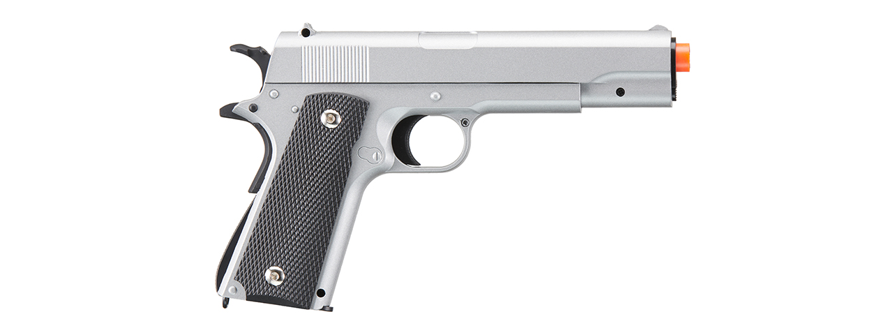 UK Arms Full Size 1911 Alloy Series Spring Airsoft Pistol (Color: Silver) - Click Image to Close