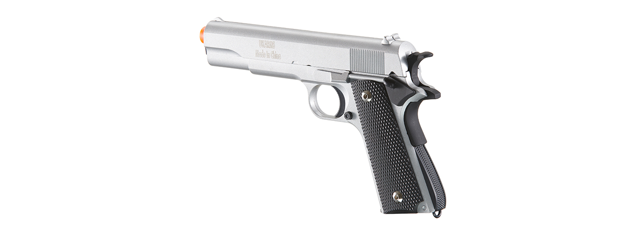 UK Arms Full Size 1911 Alloy Series Spring Airsoft Pistol (Color: Silver) - Click Image to Close