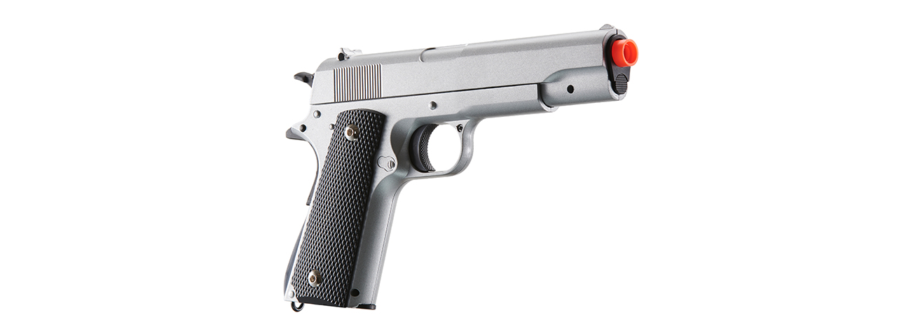 UK Arms Full Size 1911 Alloy Series Spring Airsoft Pistol (Color: Silver) - Click Image to Close