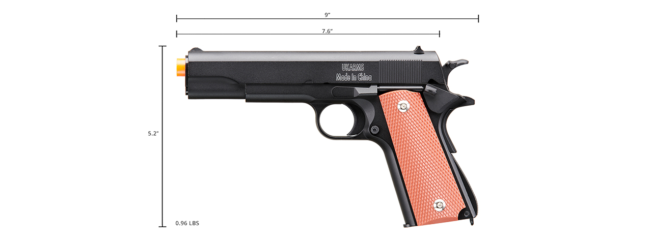 UK Arms 1911 Heavyweight Series Airsoft Spring Pistol (Color: Black) - Click Image to Close