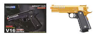 UK Arms 2011 Alloy Series Spring Airsoft Pistol w/ Vented Slide (Color: Gold)