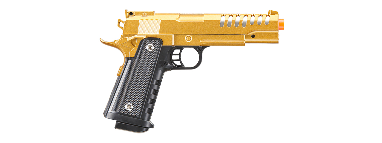 UK Arms 2011 Alloy Series Spring Airsoft Pistol w/ Vented Slide (Color: Gold)