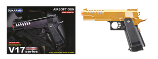 UK Arms 2011 Alloy Series Spring Airsoft Pistol w/ Wavey Stippling (Color: Gold)