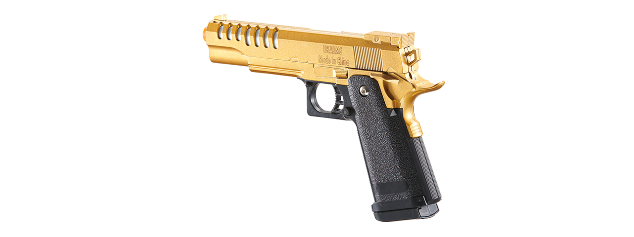 UK Arms 2011 Alloy Series Spring Airsoft Pistol w/ Wavey Stippling (Color: Gold)