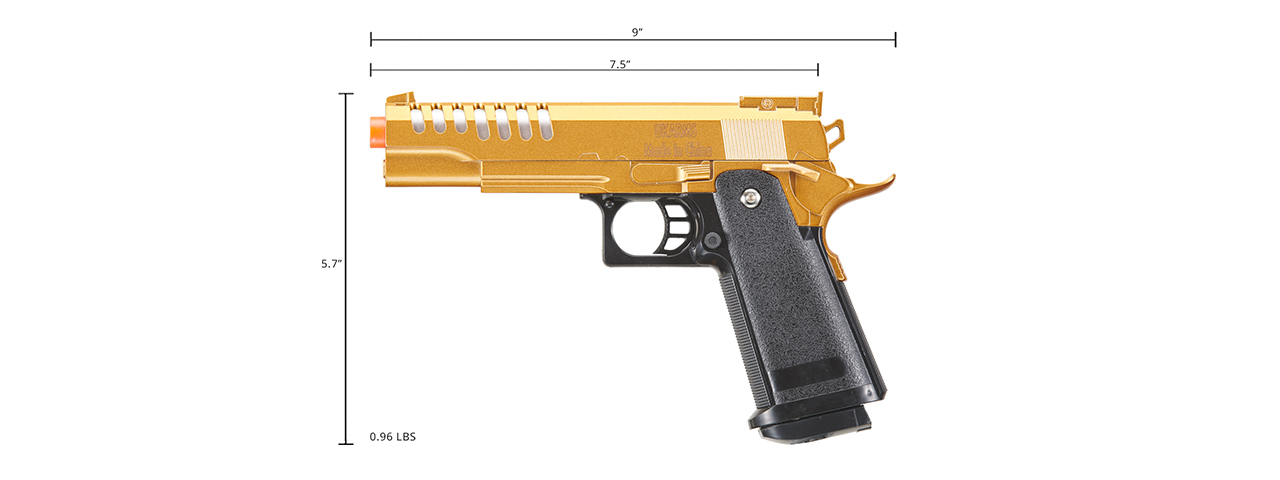 UK Arms 2011 Alloy Series Spring Airsoft Pistol w/ Wavey Stippling (Color: Gold)