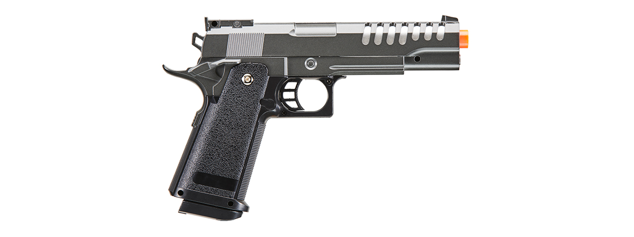 UK Arms 2011 Alloy Series Airsoft Pistol w/ Wavey Stippling (Color: Silver Gray) - Click Image to Close