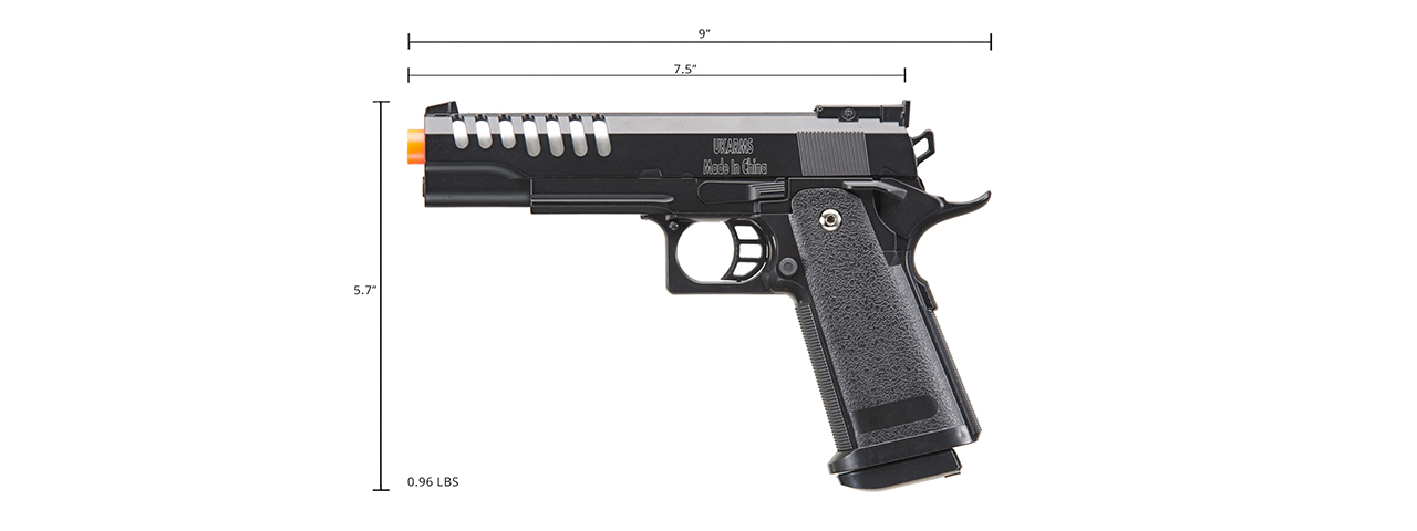 UK Arms 2011 Alloy Series Spring Airsoft Pistol w/ Wavey Stippling (Color: Black)