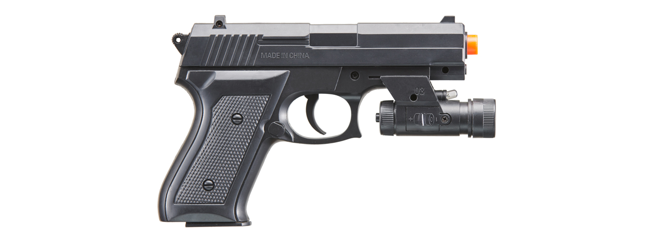 UK Arms V1918A Spring Powered Airsoft Pistol w/ Laser & Light (Color: Black) - Click Image to Close