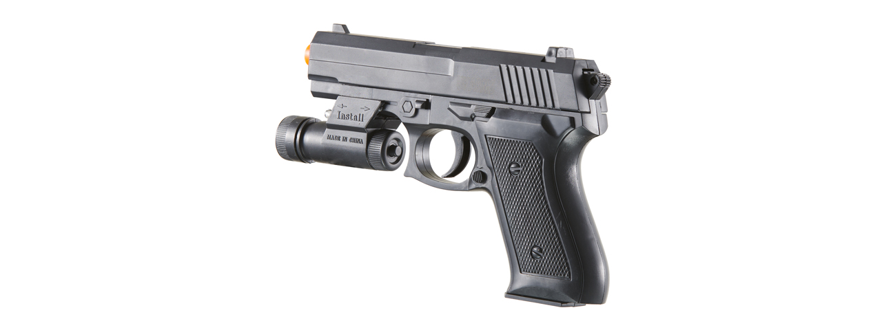 UK Arms V1918A Spring Powered Airsoft Pistol w/ Laser & Light (Color: Black) - Click Image to Close