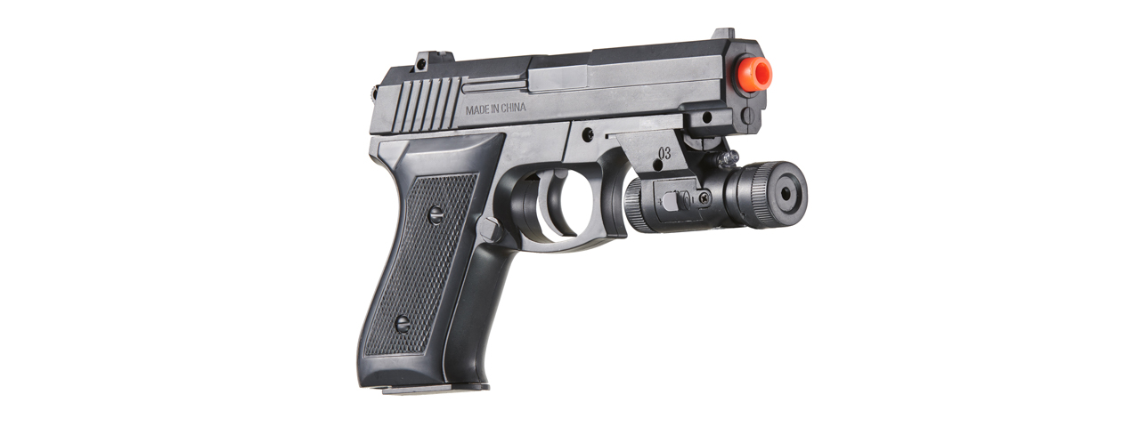 UK Arms V1918A Spring Powered Airsoft Pistol w/ Laser & Light (Color: Black) - Click Image to Close