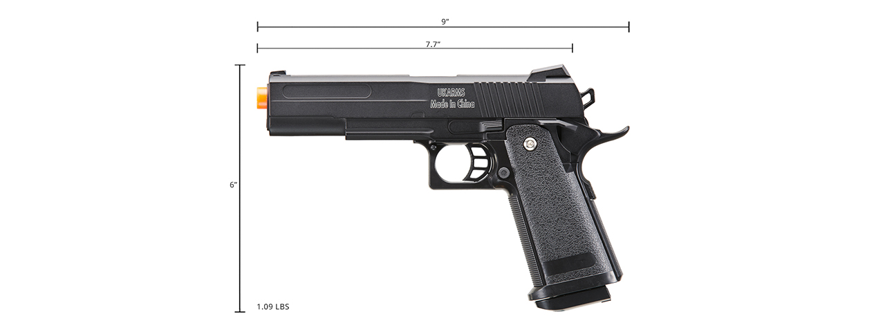 UK Arms 2011 Alloy Series Spring Airsoft Pistol (Color: Black)