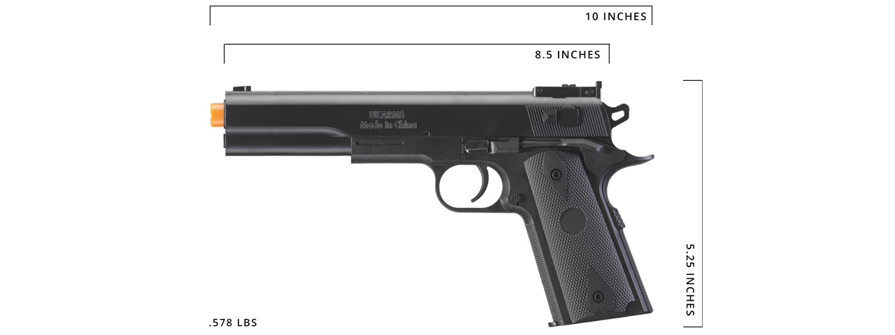 UK Arms M1911 Spring Powered Airsoft Pistol (Color: Black)