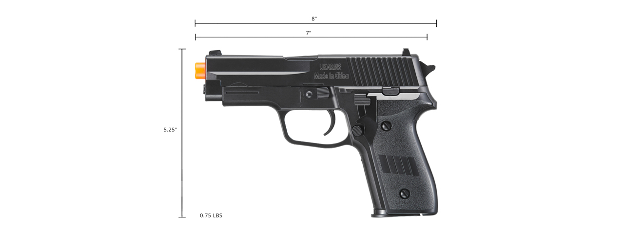 UK Arms P228 Plastic Spring Powered Airsoft Pistol (Color: Black) - Click Image to Close