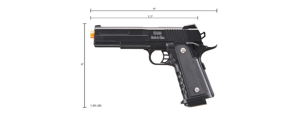 UK Arms 1911 Alloy Series Spring Airsoft Pistol (Color: Black) - Click Image to Close