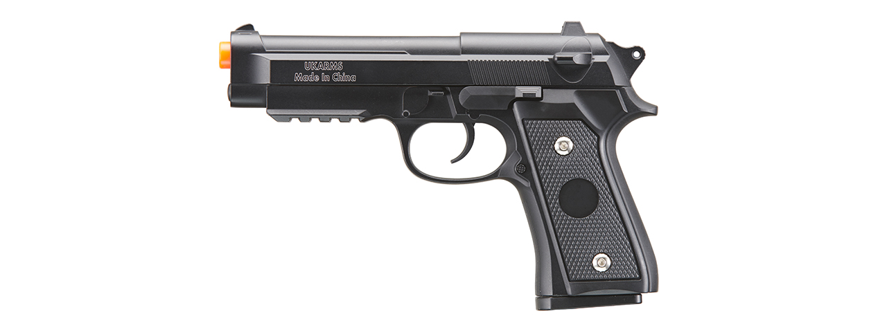 UK Arms M9 Alloy Series Airsoft Spring Pistol (Color: Black) - Click Image to Close