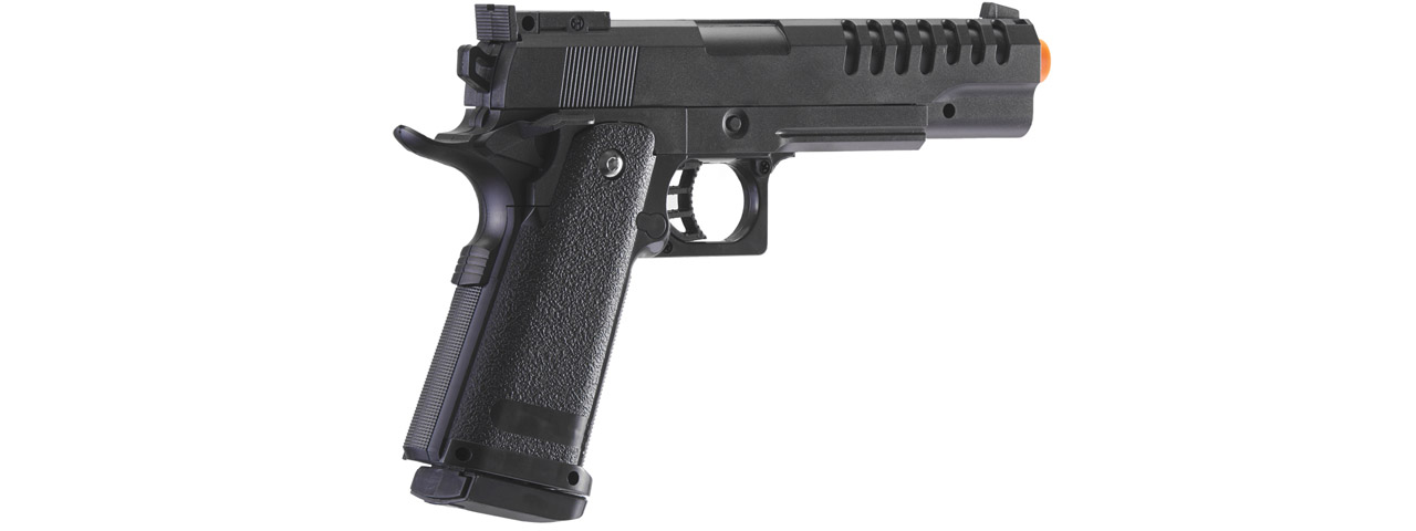 UK Arms M1911 Custom Plastic Spring Airsoft Pistol (Color: Black) - Click Image to Close