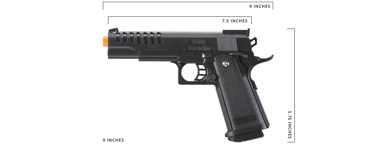 UK Arms M1911 Custom Plastic Spring Airsoft Pistol (Color: Black)