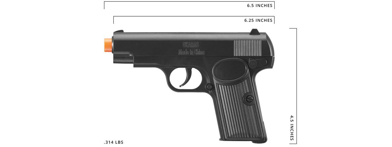 UK Arms Type 54 Heavyweight Spring Airsoft Pistol (Color: Black) - Click Image to Close