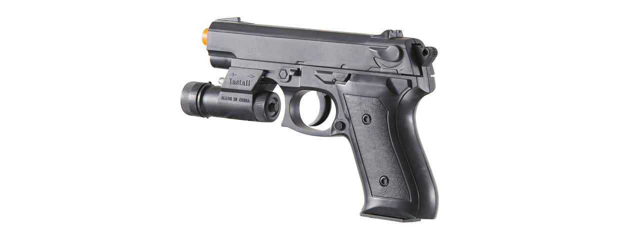 UK Arms VP99A Spring Powered Airsoft Pistol w/ Laser & Light (Color: Black) - Click Image to Close