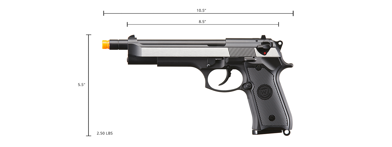 WE-Tech M92 Gas Blowback Airsoft Pistol (Color: 2-Tone)