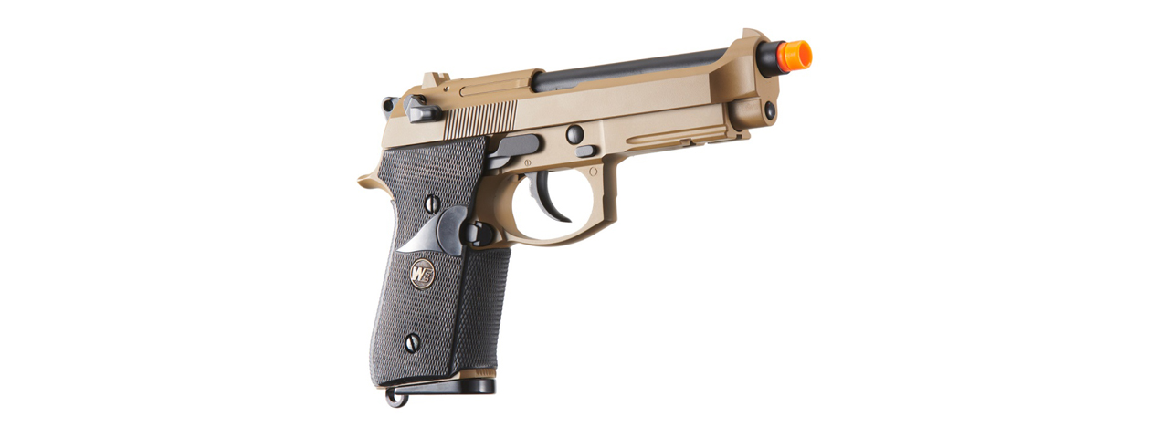 WE-Tech M9A1 Navy Gas Blowback Airsoft Pistol with No Markings (Color: Tan) - Click Image to Close