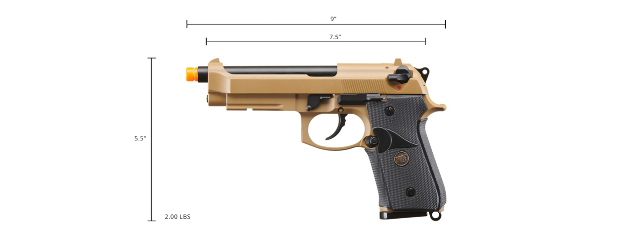 WE-Tech M9A1 Navy Gas Blowback Airsoft Pistol with No Markings (Color: Tan)