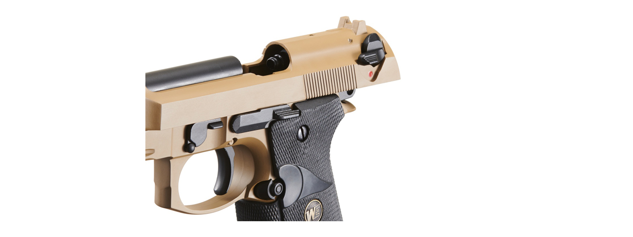 WE-Tech M9A1 Navy Gas Blowback Airsoft Pistol with No Markings (Color: Tan) - Click Image to Close