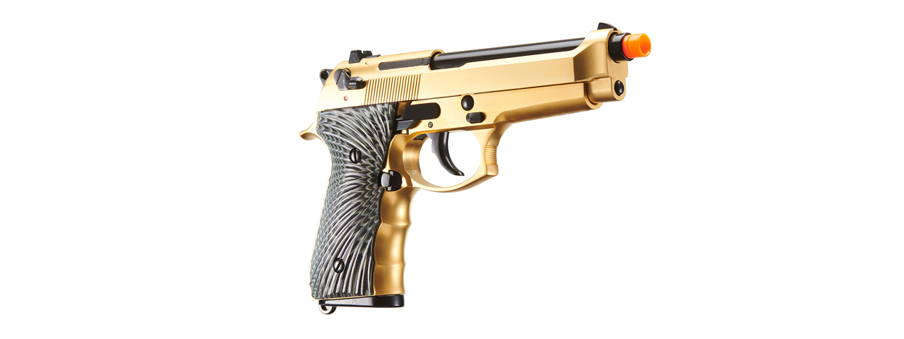 WE-Tech New System M92 Eagle Full Auto Airsoft Gas Blowback Pistol (Color: Gold)