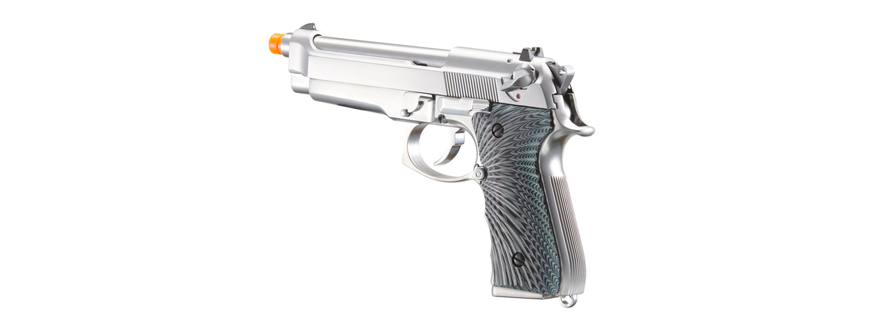 WE-Tech New System M92 Eagle Full Auto Airsoft Gas Blowback Pistol (Color: Silver) - Click Image to Close