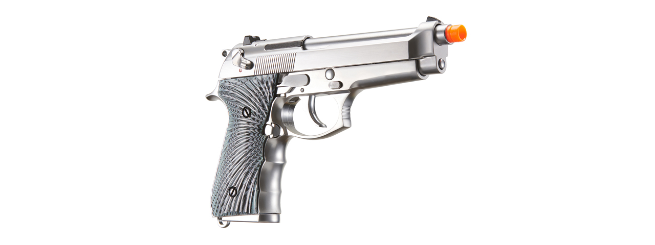 WE-Tech New System M92 Eagle Full Auto Airsoft Gas Blowback Pistol (Color: Silver) - Click Image to Close
